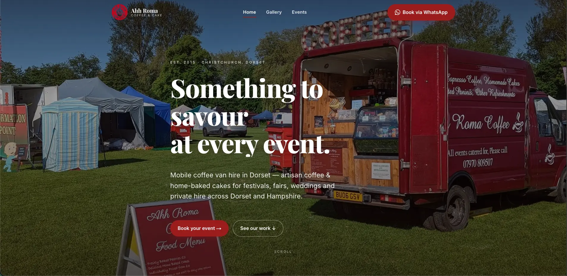 Ahh Roma Coffee & Cake website