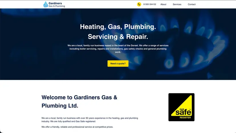 Gardiners Gas & Plumbing website